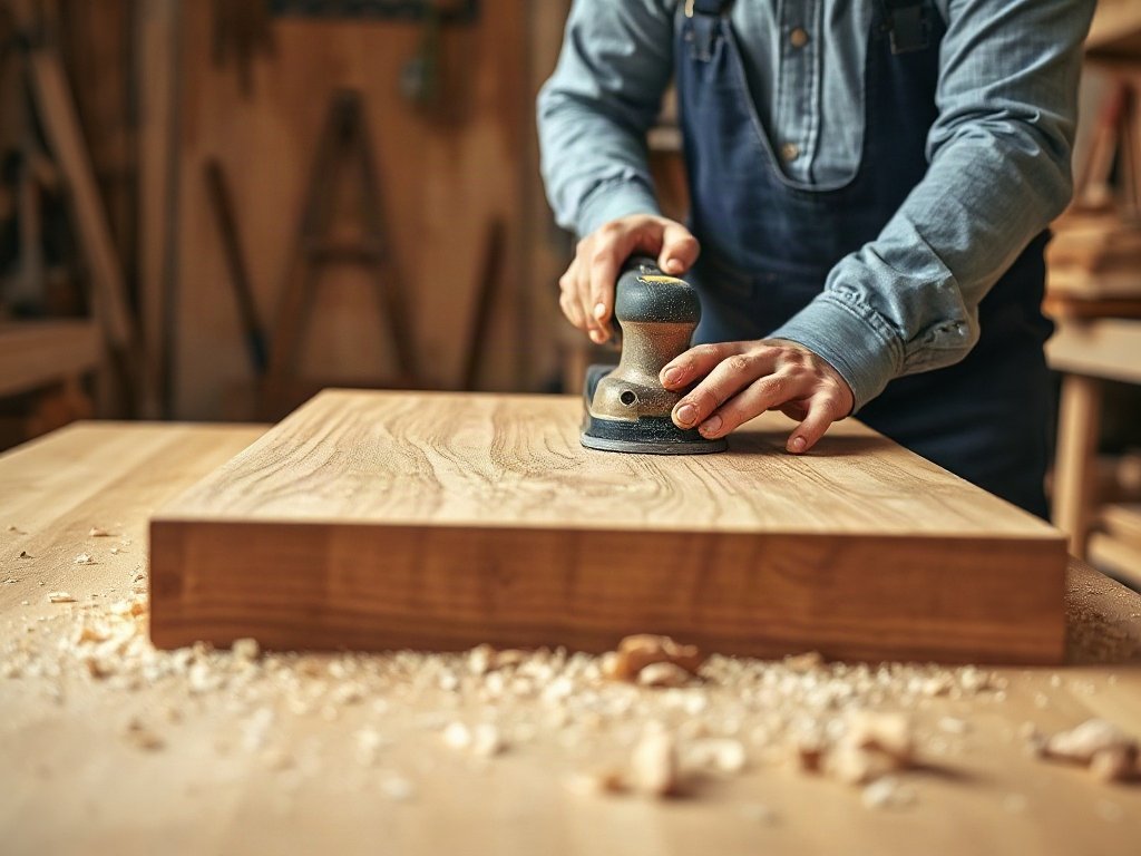 300 mẫu bàn làm việc chân sắt tại Bình Thạnh chắc chắn tiện nghi Thợ mộc xử lý bề mặt gỗ tự nhiên trước khi lắp bàn làm việc