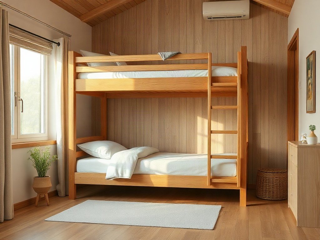 Toàn cảnh giường tầng cho bé tại quận 7 đặt trong phòng ngủ nhỏ