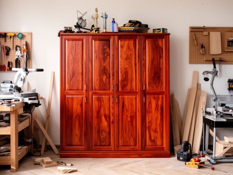 Tủ Giày 4 Cánh Gỗ Xoan Đào Cao Cấp - Bền Đẹp Chuẩn Nhà Việt Tủ giày 4 cánh gỗ xoan đào cao cấp đặt tại sảnh nhà