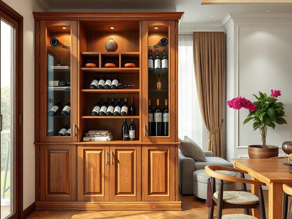 Tủ rượu gỗ công nghiệp phủ Melamine Laminate tiết kiệm