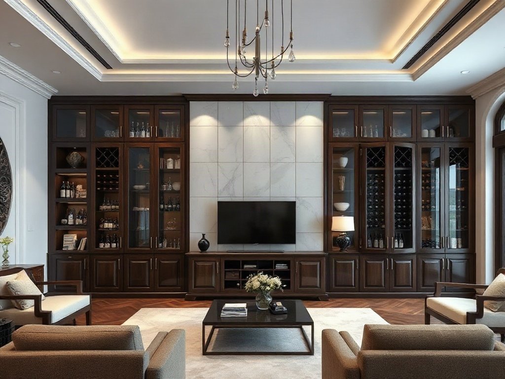 Tủ rượu gỗ tự nhiên sang trọng phù hợp doanh nhân lãnh đạo