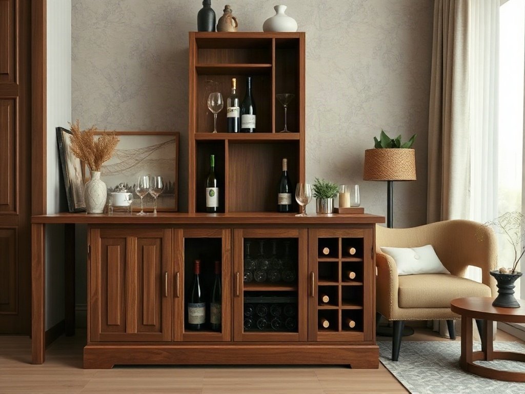 Tủ rượu kết hợp quầy bar mini tiết kiệm chi phí