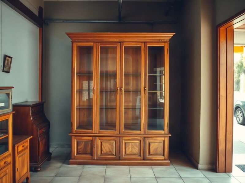 Tủ trưng bày gỗ tự nhiên cũ còn chắc chắn phù hợp khi mua tủ trưng bày cũ
