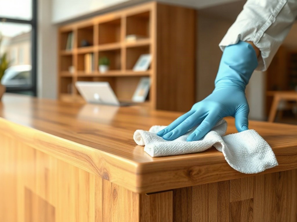 Vệ sinh bảo quản bề mặt quầy lễ tân gỗ tự nhiên đúng cách