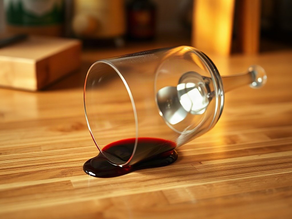 vết rượu đổ trên tủ rượu gỗ tự nhiên