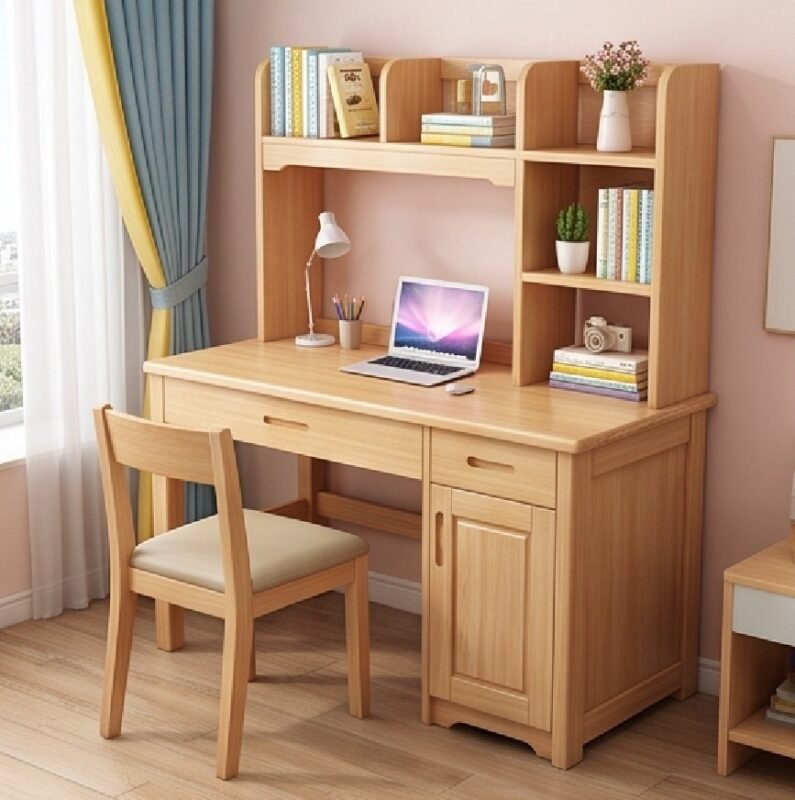 Top Các Mẫu Bàn Học Gỗ Tự Nhiên Có Giá Sách Đẹp, Bền Nhất Cho Bé Bàn học gỗ tự nhiên có giá sách