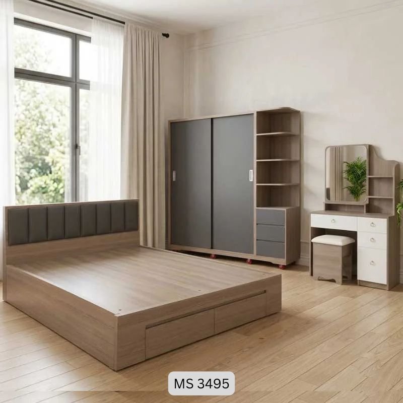 Báo Giá Giường Gỗ Công Nghiệp 2026 - Bảng Giá Chi Tiết Combo phòng ngủ gỗ công nghiệp hiện đại MS 3495