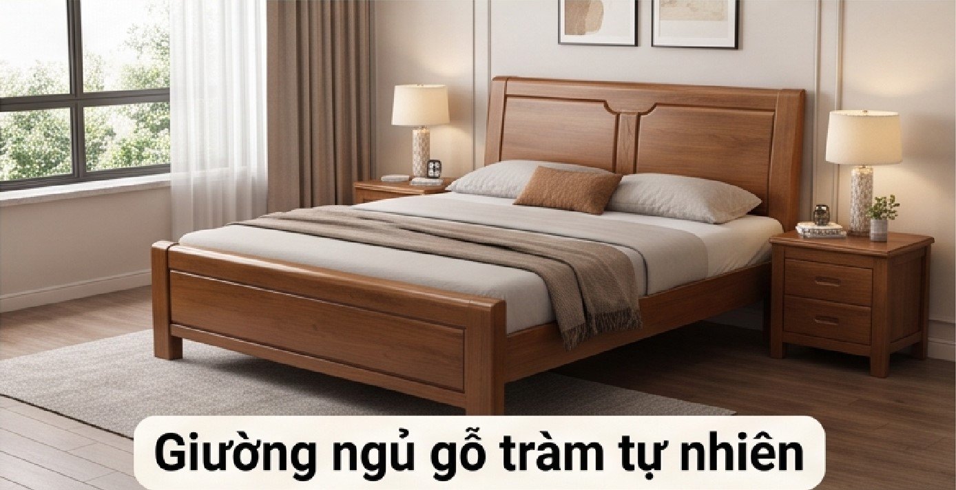 Giường ngủ gỗ tràm tự nhiên
