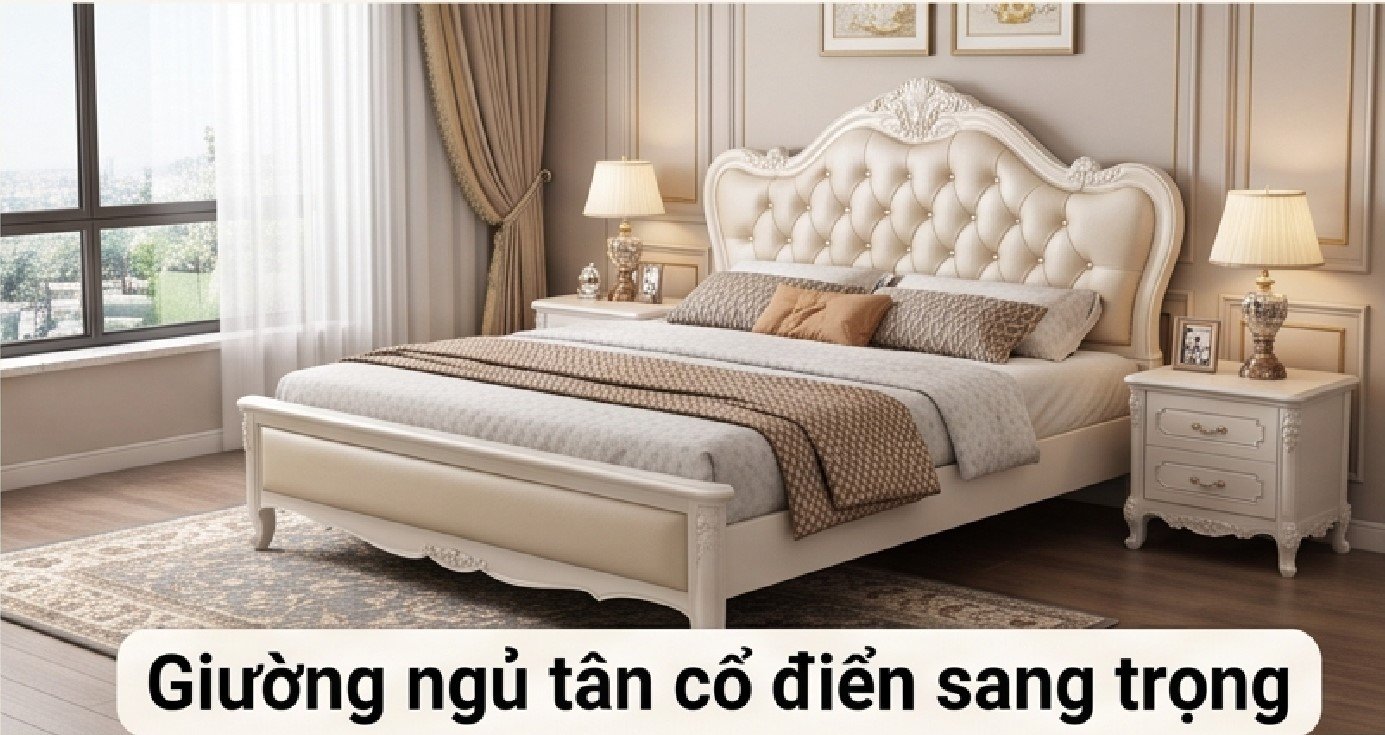 Giường ngủ tân cổ điển sang trọng
