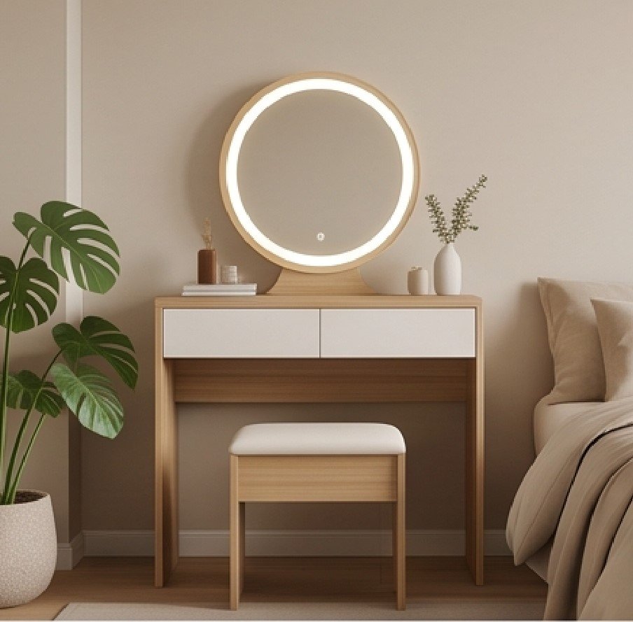 Bàn Trang Điểm Gương Tròn LED Cao Cấp MS 3497 – Thiết Kế Hiện Đại, Tiện Nghi Gương đèn LED cảm ứng bàn trang điểm cao cấp