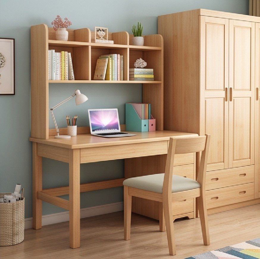 Top Các Mẫu Bàn Học Gỗ Tự Nhiên Có Giá Sách Đẹp, Bền Nhất Cho Bé Mẫu bàn học gỗ tự nhiên đẹp cho học sinh cấp 1