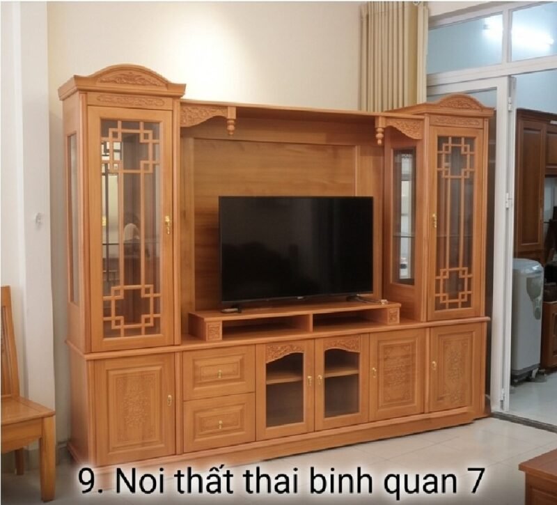 Top Mẫu Tủ Tivi Liền Tủ Rượu Giá Rẻ TPHCM Gỗ Gõ Đỏ Đẹp Sang Trọng Mẫu tủ tivi liền tủ rượu giá rẻ TPHCM tại Nội Thất Thái Bình Quận 7
