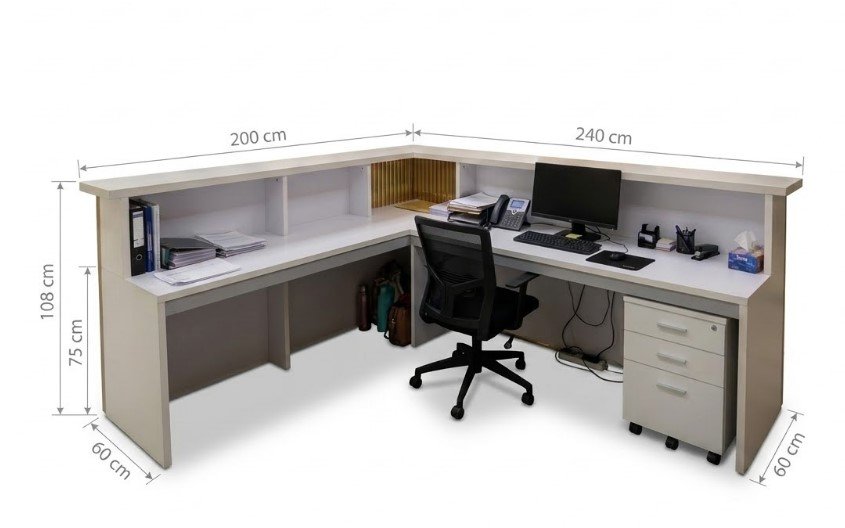 Quầy lễ tân MS 3502 với mặt bàn rộng rãi