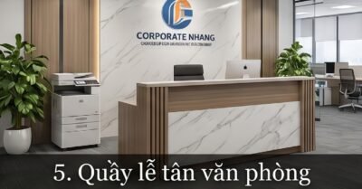 Quầy Lễ Tân Chữ L Mặt Đá Vân Mây