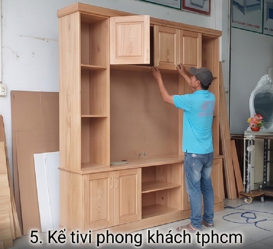 Top Mẫu Tủ Tivi Liền Tủ Rượu Giá Rẻ TPHCM Gỗ Gõ Đỏ Đẹp Sang Trọng Thợ nội thất lắp ráp kệ tivi phòng khách TPHCM