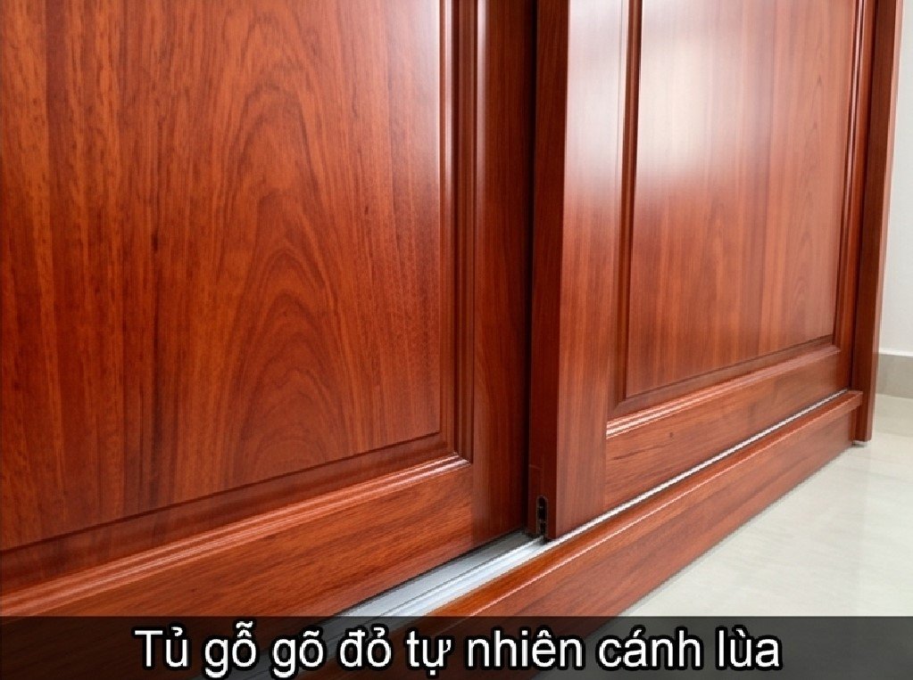 Tủ gỗ gõ đỏ tự nhiên cánh lùa bền đẹp chống mối mọt