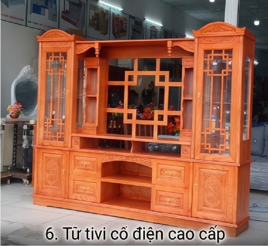 Top Mẫu Tủ Tivi Liền Tủ Rượu Giá Rẻ TPHCM Gỗ Gõ Đỏ Đẹp Sang Trọng Tủ tivi liền tủ rượu giá rẻ TPHCM kiểu tân cổ điển