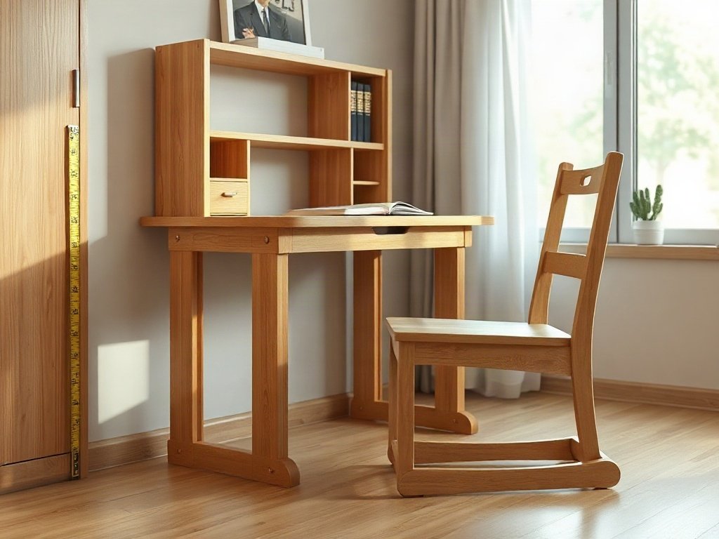 Bàn học cho bé chống gù kèm ghế gỗ đo chiều cao điều chỉnh