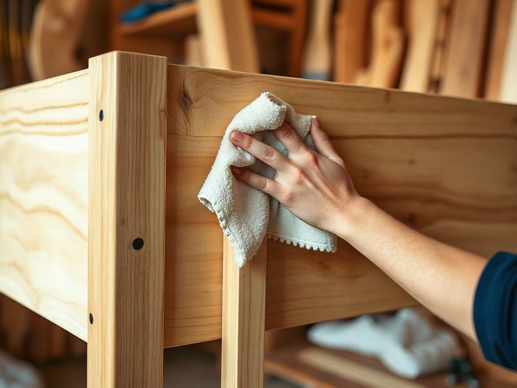 Bề mặt giường tầng gỗ tự nhiên được lau chùi bảo quản định kỳ
