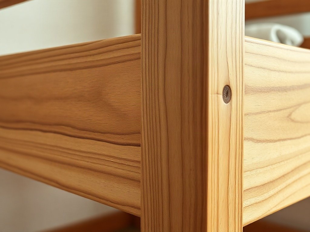 Cận cảnh vân gỗ sồi tự nhiên trên khung giường tầng cho bé