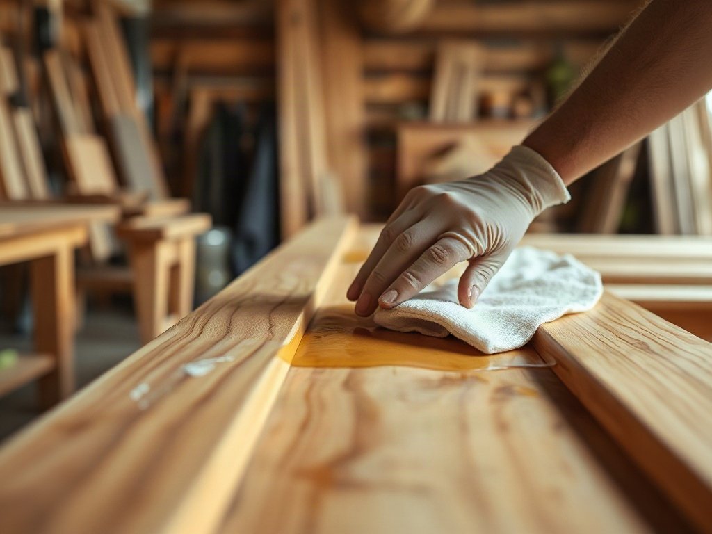 Đánh dầu dưỡng lên bề mặt giường gỗ tự nhiên theo mẹo bảo dưỡng giường gỗ