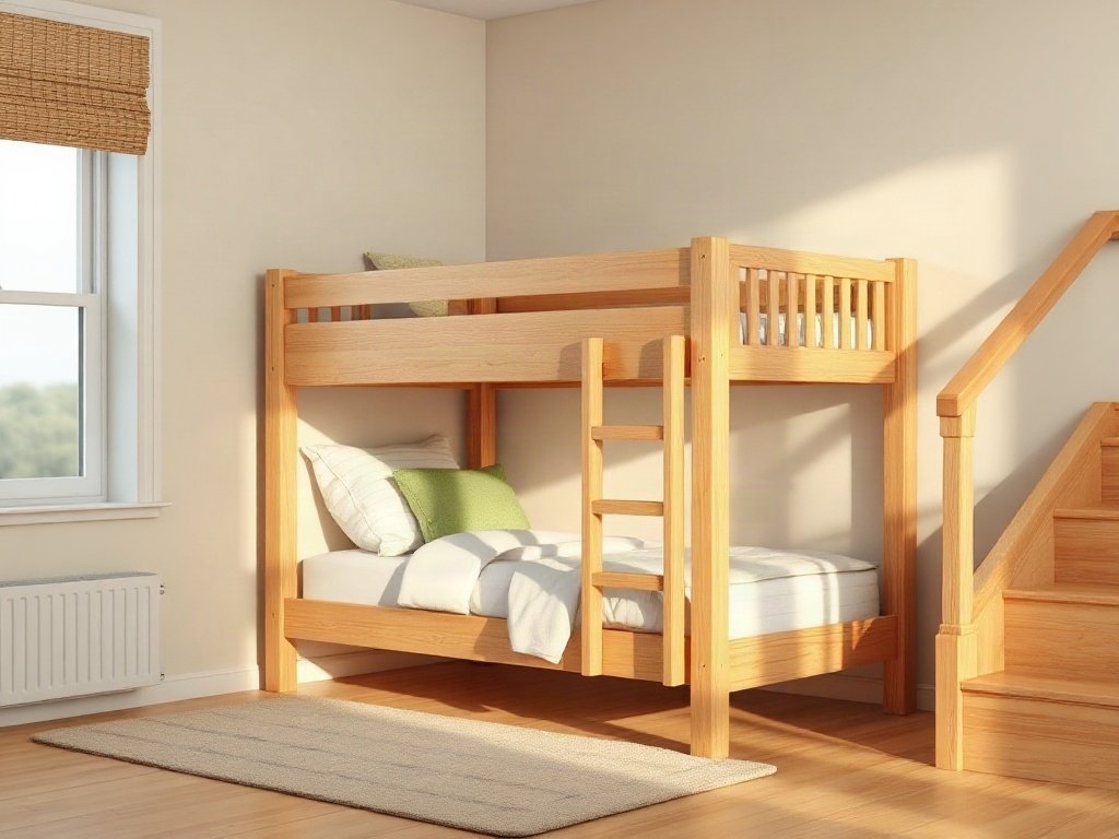 Giường 2 tầng tại quận 10 tiện nghi tiết kiệm không gian Giường 2 tầng cho bé có lan can và thang tay vịn an toàn