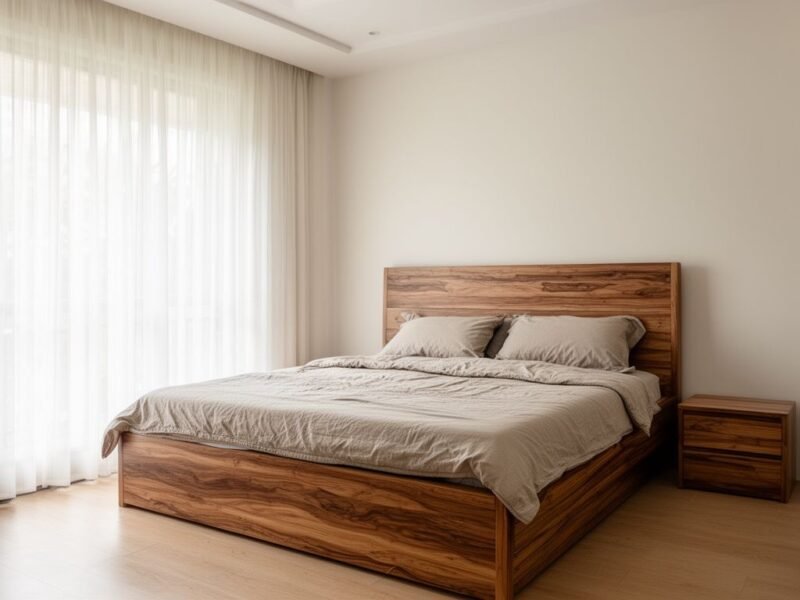 Báo Giá Giường Gỗ Công Nghiệp 2026 - Bảng Giá Chi Tiết Giường gỗ công nghiệp hiện đại trong phòng ngủ ấm cúng