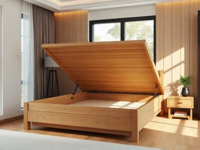 Giường hộp tại Quận 7 bằng gỗ tự nhiên với hộp chứa đồ nắp lật