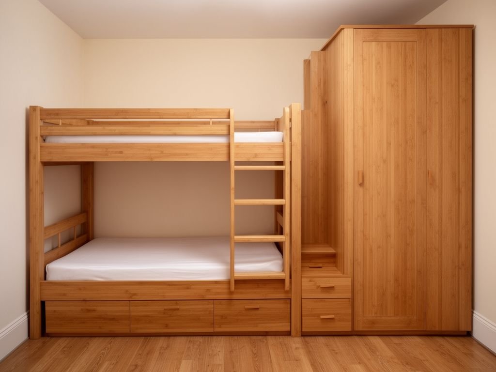 Giường tầng cho bé kết hợp tủ áo tiết kiệm diện tích
