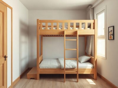 Giường tầng cho bé tại quận 6 làm từ gỗ sồi tự nhiên chắc chắn