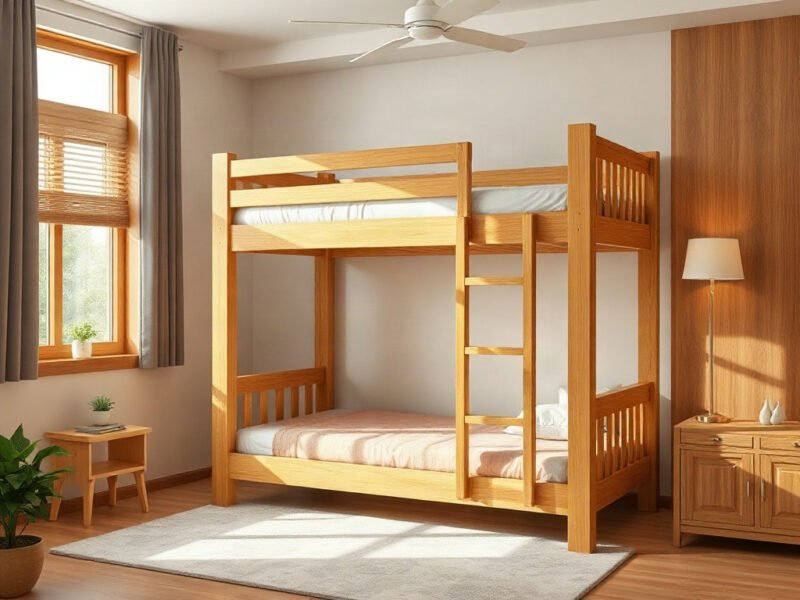 Giường tầng gỗ tại TPHCM bằng gỗ sồi tự nhiên chắc chắn