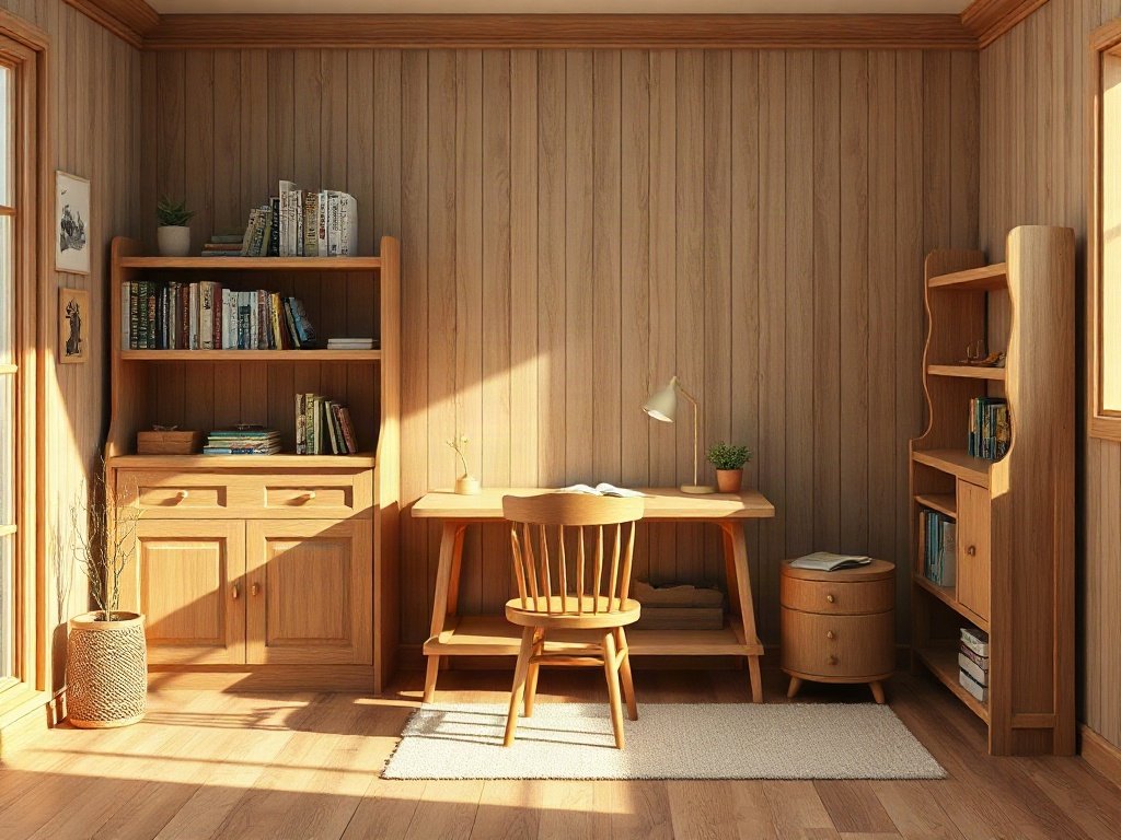 Góc học tập hoàn chỉnh bàn học cho bé chống gù đèn và kệ sách