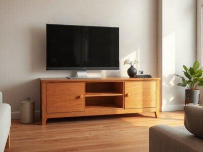 Kệ tivi tại quận 7 gỗ tự nhiên đặt trong phòng khách nhà phố hiện đại