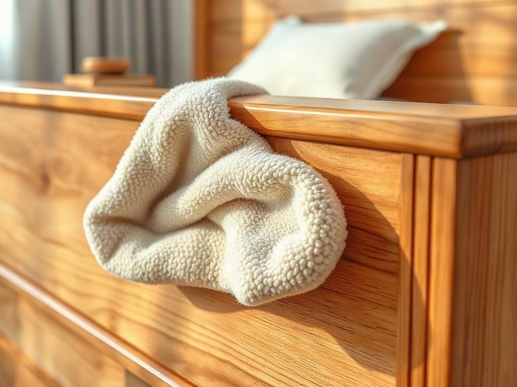 Lau bụi bề mặt giường gỗ bằng khăn mềm theo cách vệ sinh giường gỗ đúng chuẩn