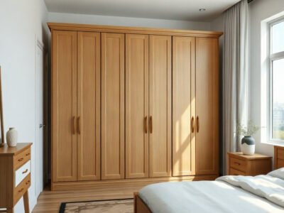 Lợi ích của tủ quần áo gỗ sồi thể hiện qua thiết kế bền chắc tự nhiên
