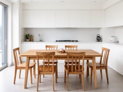 Mẫu bàn ăn 6 ghế đẹp giá rẻ gỗ tự nhiên trong phòng bếp hiện đại