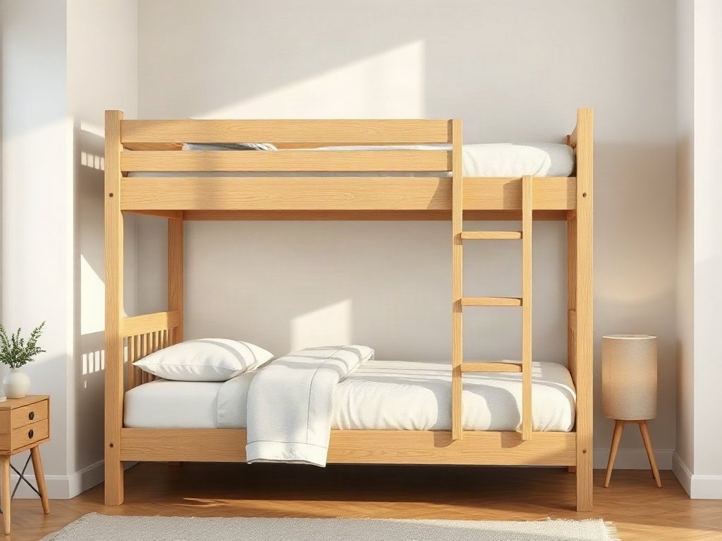 Mẫu giường tầng đơn giản hai tầng bằng gỗ tự nhiên giá rẻ
