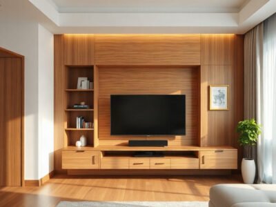 Mẫu tủ tivi gỗ công nghiệp tại TPHCM thiết kế hiện đại cho phòng khách
