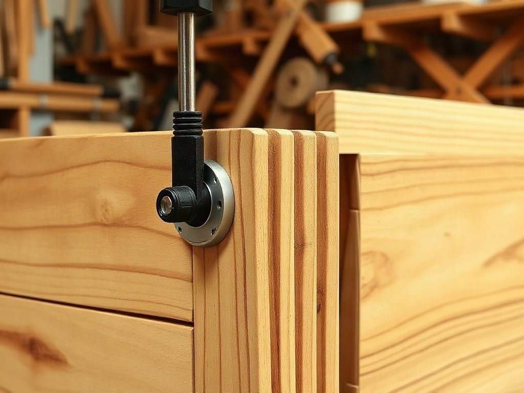 Mộng ghép gỗ truyền thống trên khung giường được siết chặt lại chắc chắn