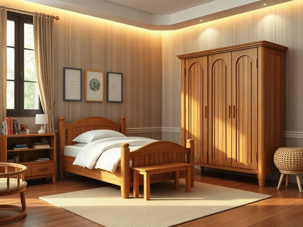 Mua giường ngủ gỗ trẻ em giá rẻ cần quan tâm đến vấn đề gì Phòng ngủ trẻ em phối giường gỗ cùng tủ quần áo đồng bộ