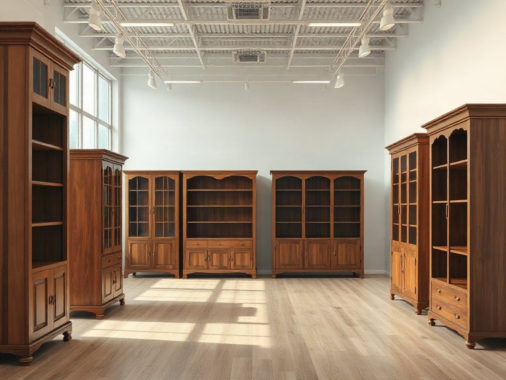 Showroom trưng bày nhiều mẫu tủ để sách cao cấp đa kích thước