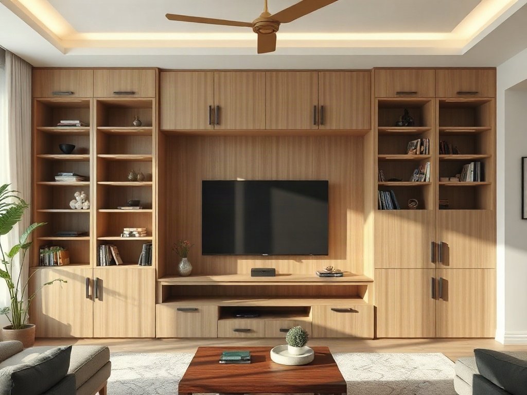 10 mẫu tủ tivi gỗ công nghiệp tại TPHCM hiện đại Tủ tivi áp tường kịch trần tối ưu lưu trữ cho nhà phố