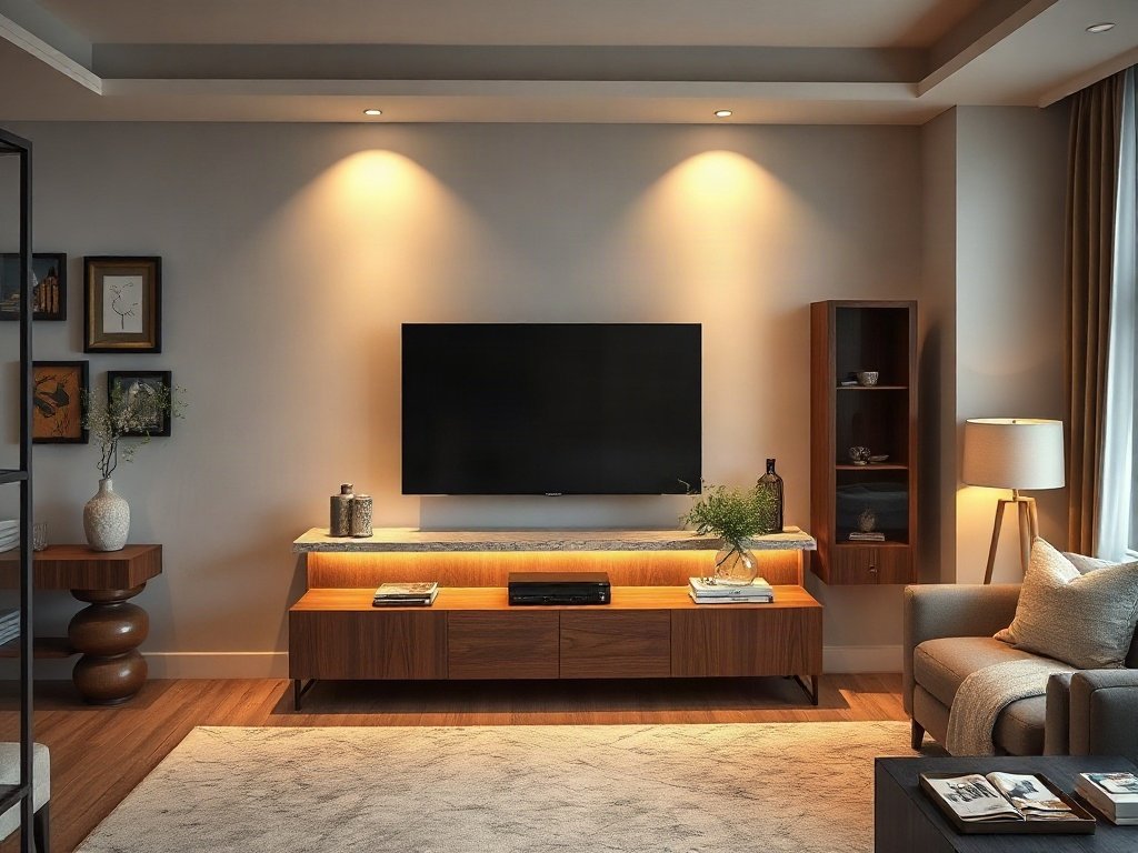 10 mẫu tủ tivi gỗ công nghiệp tại TPHCM hiện đại Tủ tivi cao cấp phối mặt đá và đèn led cho phòng khách sang