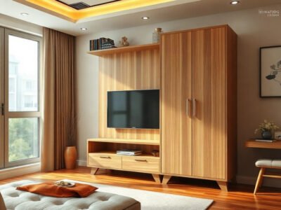 Tủ tivi gỗ công nghiệp tại quận 7 kiểu dáng hiện đại treo tường