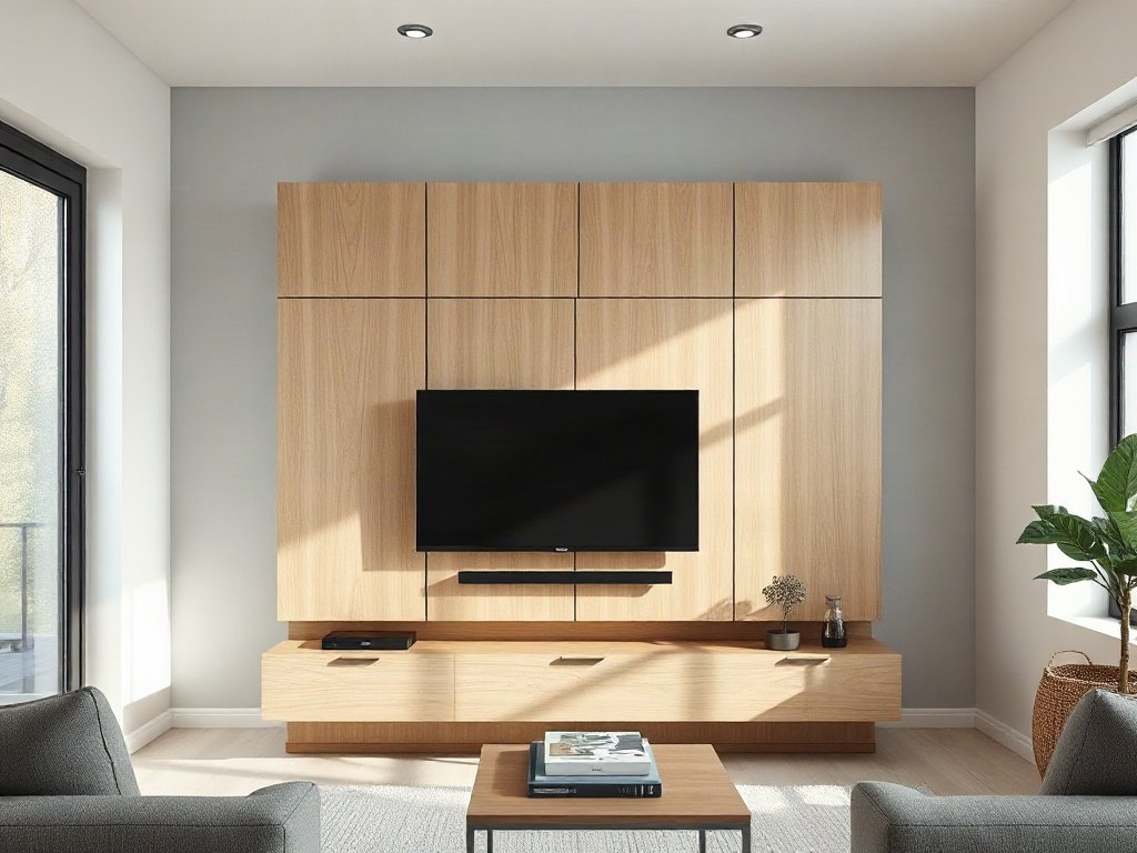 10 mẫu tủ tivi gỗ công nghiệp tại TPHCM hiện đại Tủ tivi treo tường tối giản vân gỗ sáng cho phòng khách nhỏ