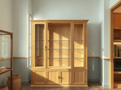 Tủ trưng bày sản phẩm giá rẻ hcm khung gỗ tự nhiên nhiều tầng kính