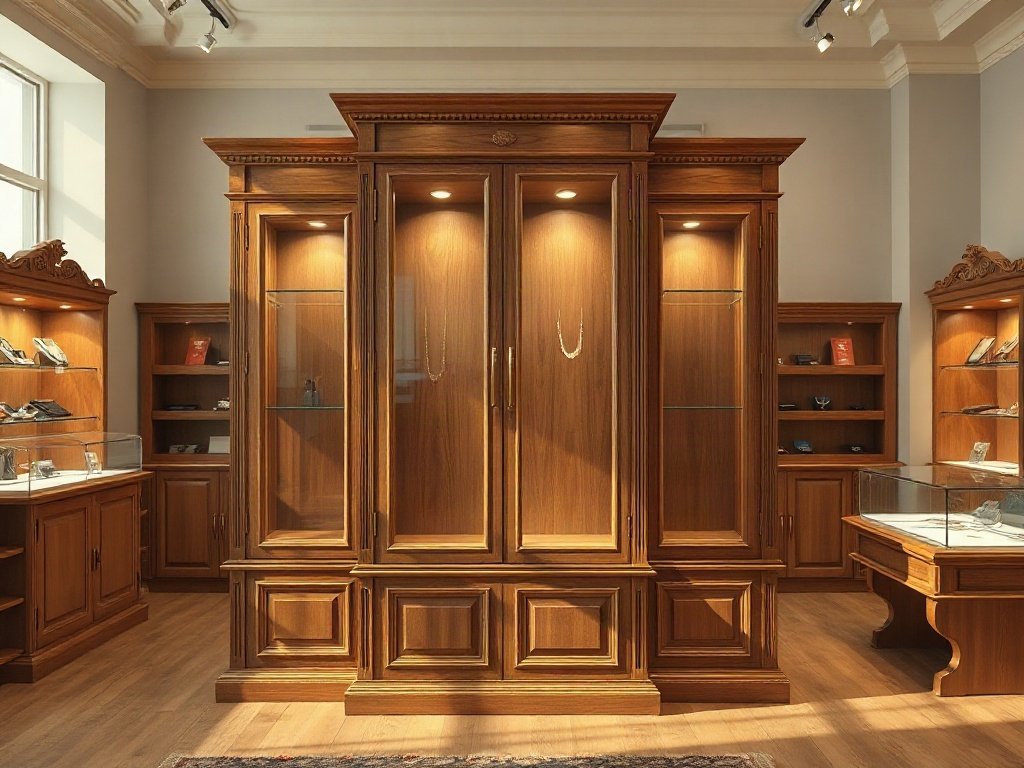 Tủ trưng bày sản phẩm giá rẻ hcm kiểu dáng đẹp trong tiệm trang sức