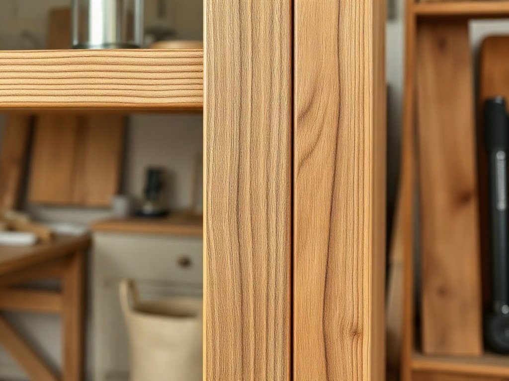 Vân gỗ sồi tự nhiên trên khung tủ trưng bày đẹp cận cảnh chi tiết